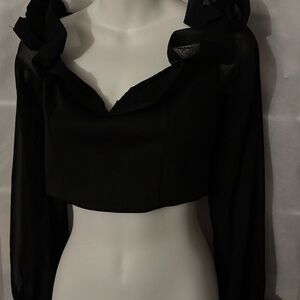 Fashion Nova Black Ruffle Blouse